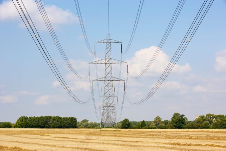 68762966 electricity pylons in countryside