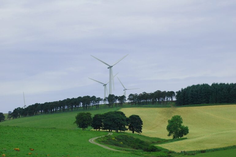 68705824 landscape wth windmills in scotland