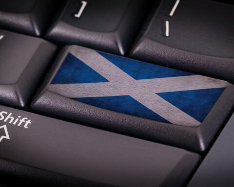 Scottish flag on keyboard.