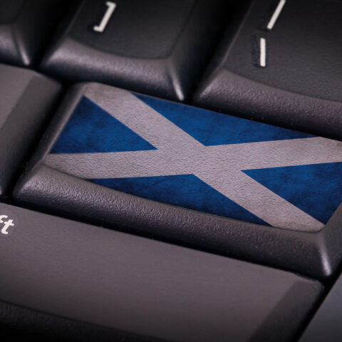Scottish flag on keyboard.