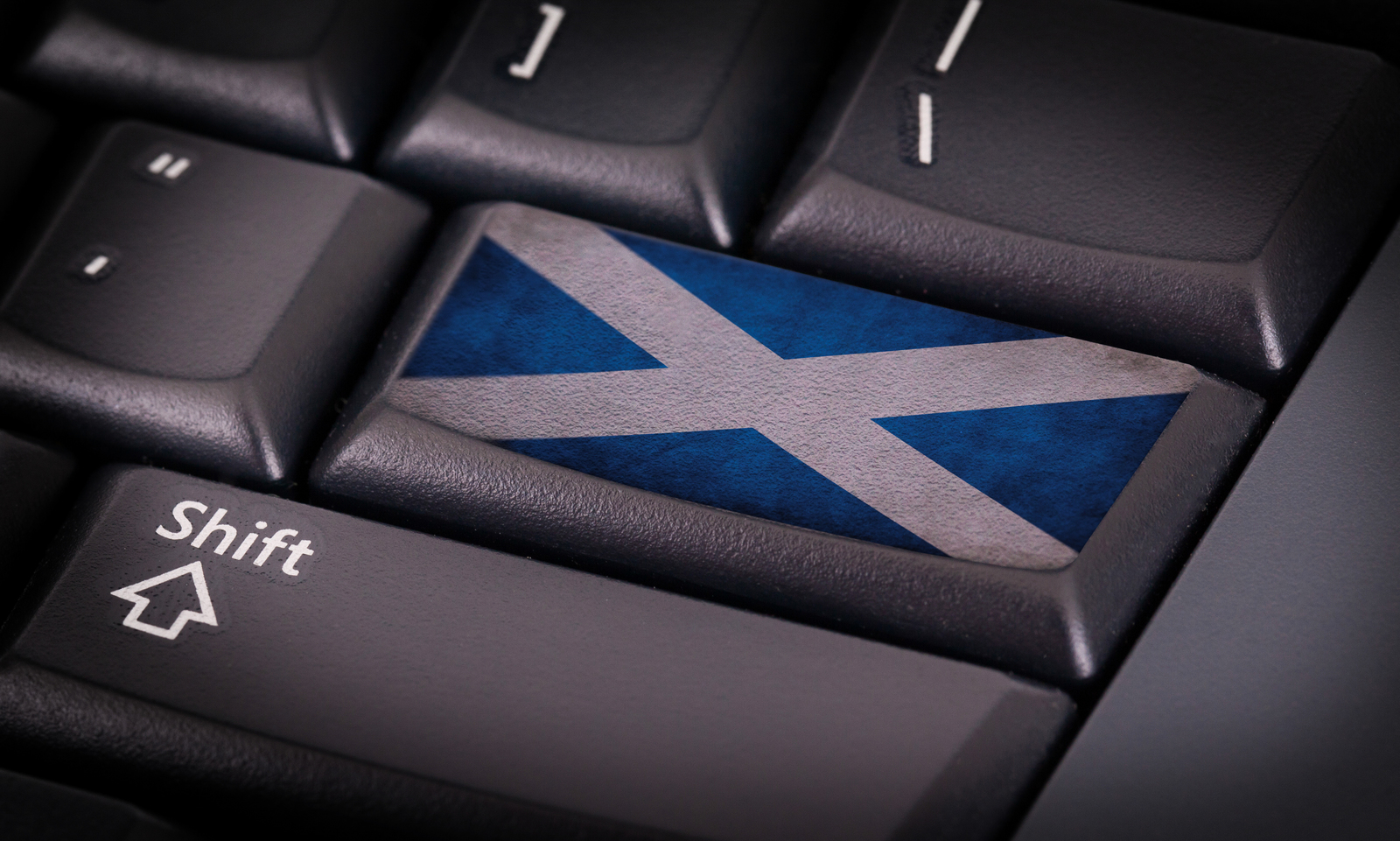 Scottish flag on keyboard.