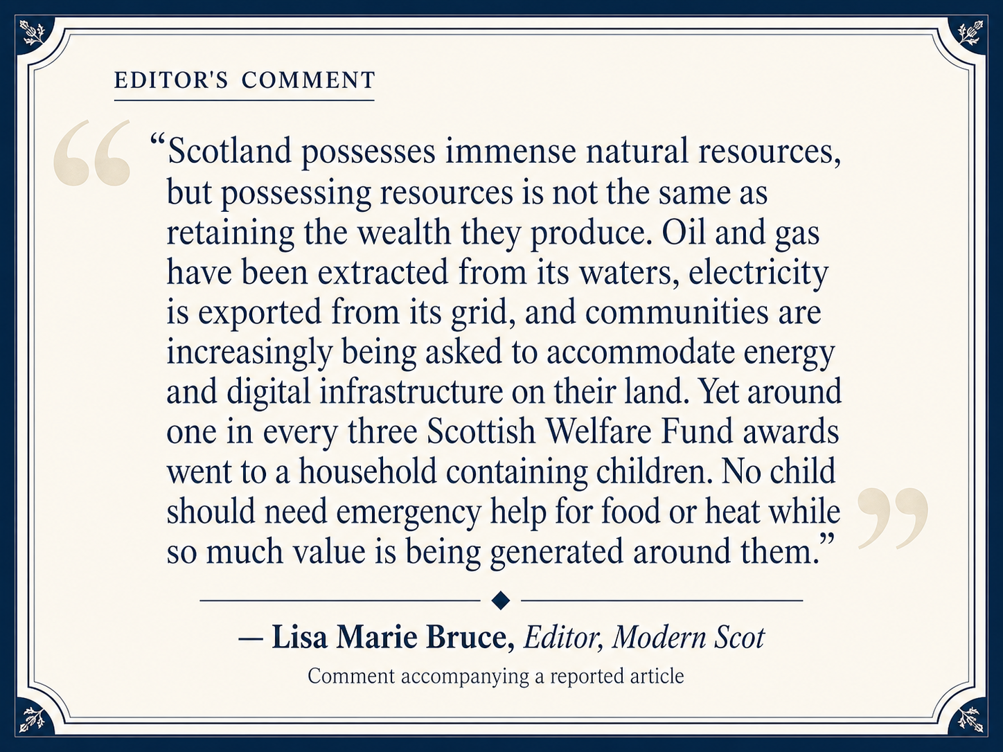 Comment by LM Bruce, Editor