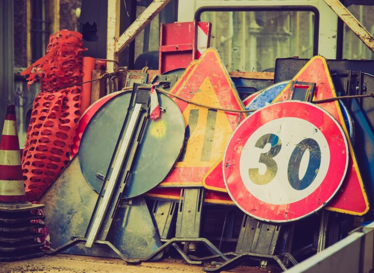 Roadworks signs