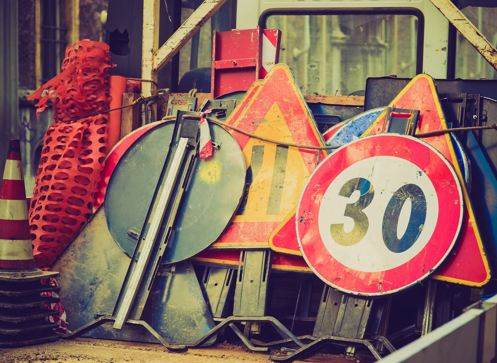 Roadworks signs
