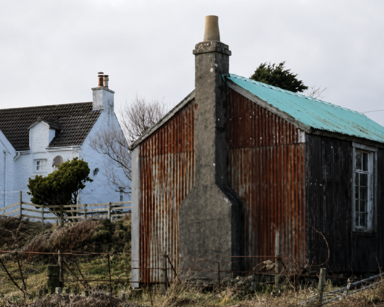 The former Uisken side-school in the Ross of Mull, where as many as 29 pupils were once taught in a 10ft-by-10ft corrugated-metal classroom. Flora MacInnes, remembered by pupils as Miss MacInnes, began her teaching career there and was qualified to teach in both English and Gaelic. Source: Ross of Mull Historical Centre, Annual Report and Newsletter – Autumn 2020.