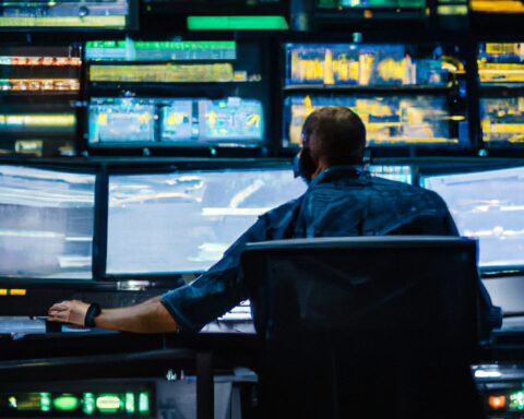50996316 2 smart male it programer working on desktop computer in data center technical system control room team of young professionals programming in coding language generative ai
