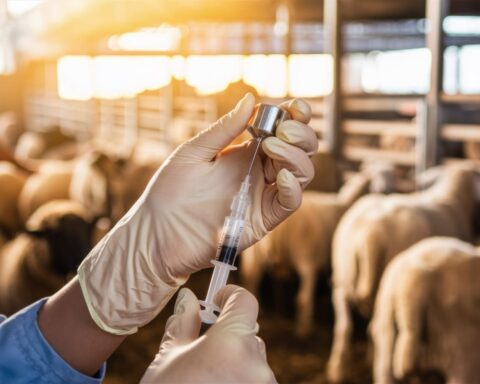 91959854 veterinary injection on the farm