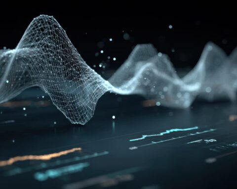 102616216 a futuristic digital heads up display interface isometric digital grid