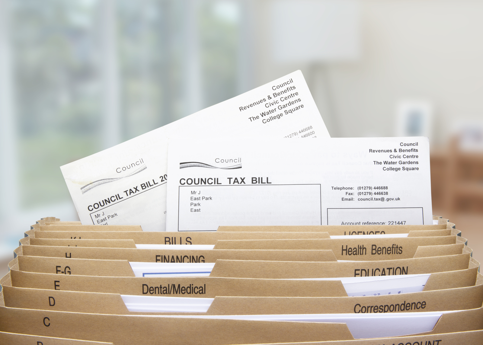 19263712 home filing dividers for council tax household bills