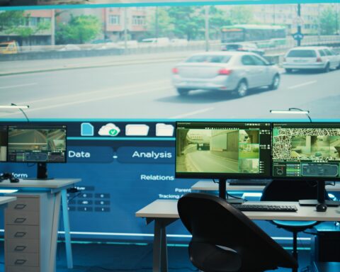 General defense offices with satellite based CCTV network uses real time surveillance images to monitor highway traffic. Administrative transmission and reconnaissance services in