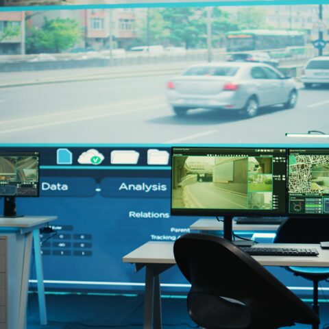 General defense offices with satellite based CCTV network uses real time surveillance images to monitor highway traffic. Administrative transmission and reconnaissance services in