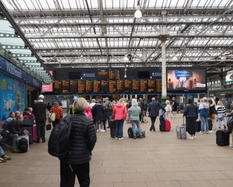 90142288 people at edinburgh waverley station in edinburgh