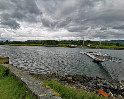 The Ulva ferry crossing between the Isle of Ulva and Mull, used as part of the school transport route. Photo: PaulT / Wikimedia Commons, CC BY SA 4.0