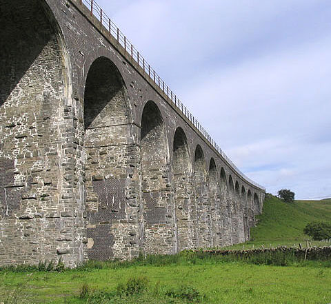 Caption: Shankend Viaduct south of Hawick, part of the former Waverley Route between Edinburgh and Carlisle. The line closed in 1969; the surviving viaduct stands on the corridor