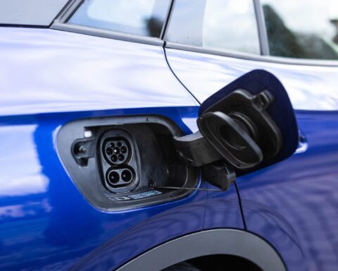 64409142 fast charging socket type 2 combo electric car type 2 ccs plug port on electric vehicle dc ccs type 2 ev charging connector at ev car eco friendly alternative energy green