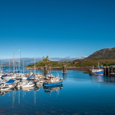 79159226 harbour of kyleakin castle moil isle of skye scotland