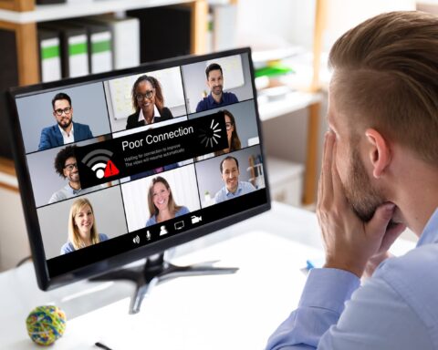 81772732 person looking at computer screen