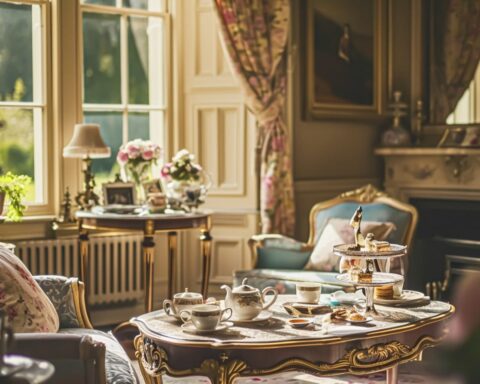 90879664 delightful afternoon tea with cakes and pastries