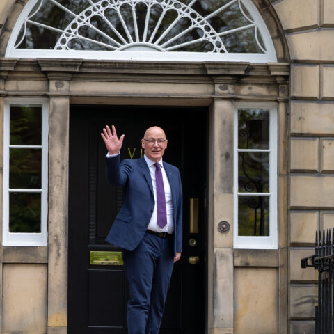 First Minister John Swinney outside Bute House in Edinburgh. His government plans to replace Scotland's 14 territorial NHS boards with two strategic authorities, although the full