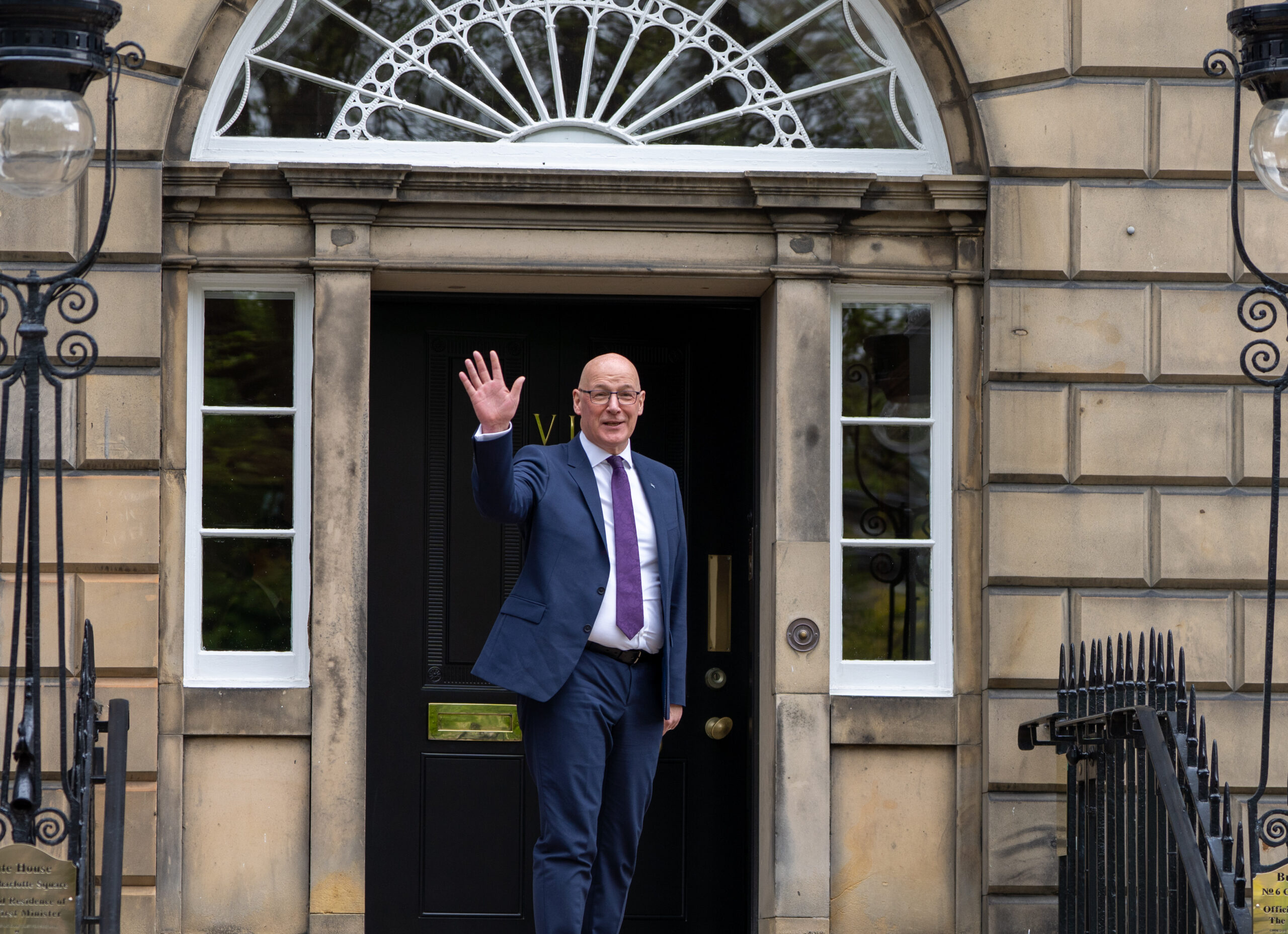 First Minister John Swinney outside Bute House in Edinburgh. His government plans to replace Scotland's 14 territorial NHS boards with two strategic authorities, although the full